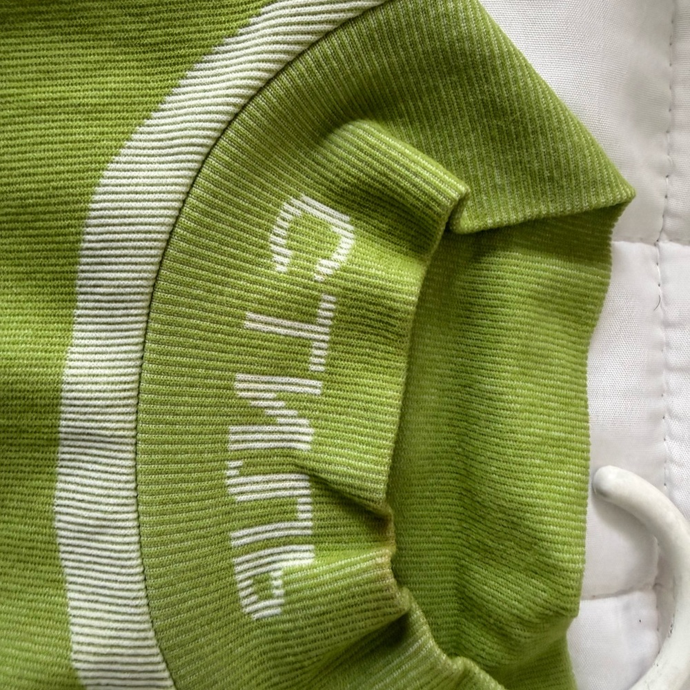Heron Preston Green and White Ribbed Knit Top